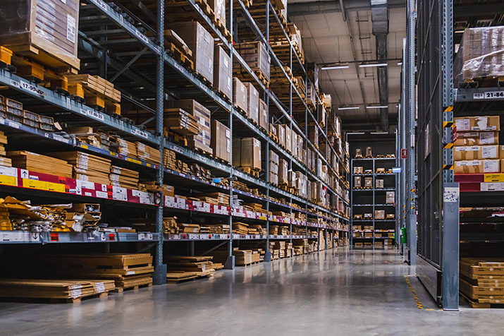 warehouse with full shelves